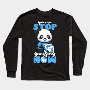 Volleyball Pregnancy Shirt | Can Stop Guessing Now Panda Long Sleeve T-Shirt